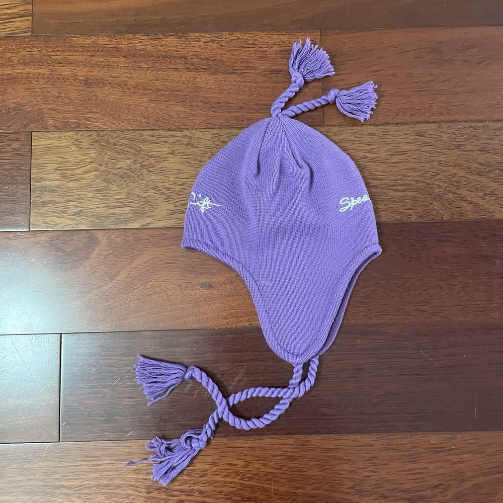 Taylor Swift TS Purple Speak Now Knit Hat Beanie 2010 Tour Merch Ear Flaps B21 - Picture 4 of 7